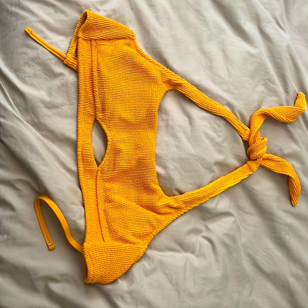 Large mustard colored bikini top